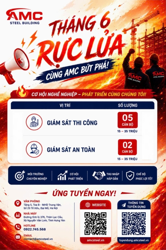 AMC STEEL BUILDING TUYỂN DỤNG THÁNG 6 !